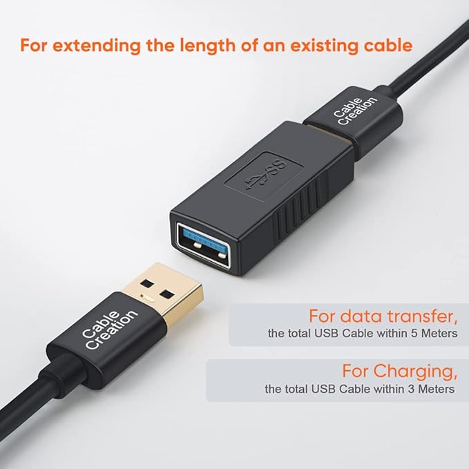 CableCreation 2 Pack USB Coupler USB 3.0 A Female to Female Extension Adapter, Black
