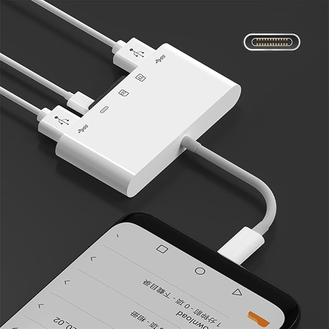 NFHK USB 2.0 Type C USB-C to TF Micro SD SDXC Dual USB3.0 Female Card Reader PD 27W Adapter for Laptop Tablet Phone