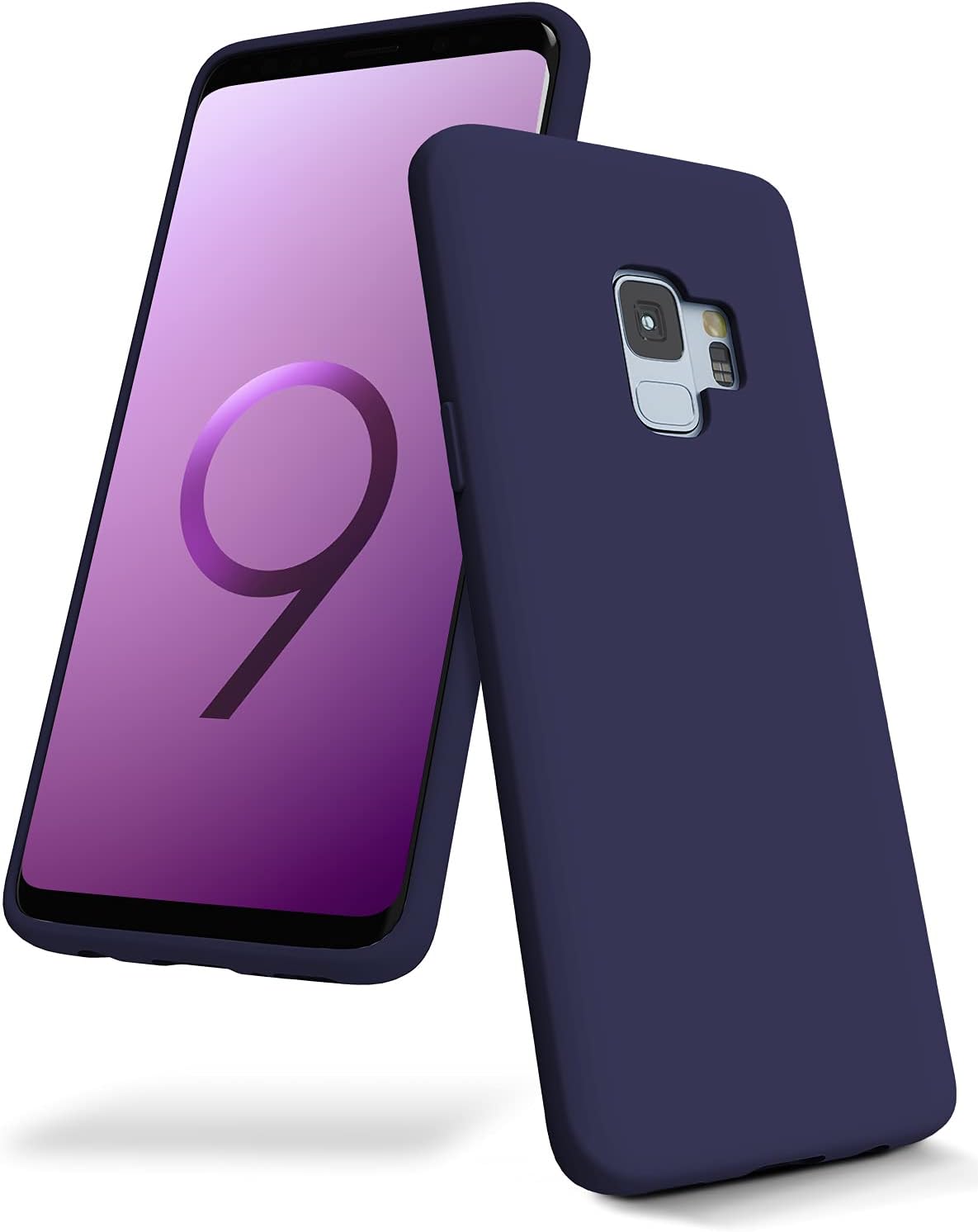 GOOSPERY Liquid Silicone Case for Galaxy S9 5.8" (2018), Shockproof Cover with Soft Microfiber Lining, Navy.
