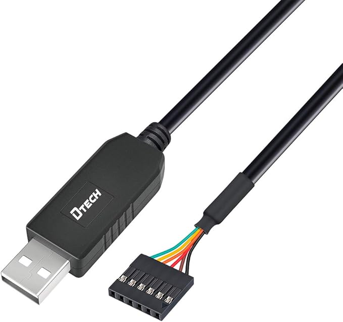 DTECH 3ft USB to TTL Serial Cable 5V 6 Pin Genuine FTDI FT232RL Chip UART Adapter Debug Cord Compatible with Windows 11 10 8 7 Linux MAC OS 6Pin 5 V Level Signal 2.54mm Dupont Female Header