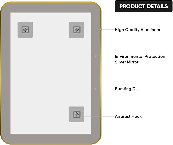 Bathroom Mirror for Wall, Rectangle Framed Wall Mounted Farmhouse Vanity Mirrors, 20x28 Inch,Gold