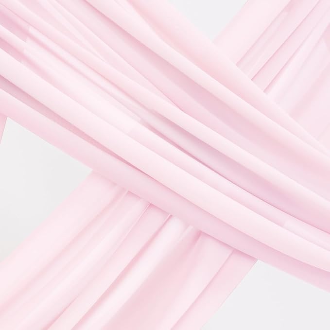 Socomi Wedding Arch Draping Fabric 2 Panels 29" x 19Ft Blush Pink Sheer Chiffon Curtain Drapes 6 Yards for Wedding Ceremony Birthday Party Decoration