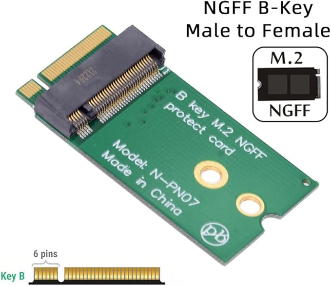 B-Key 22x30mm to 22x42mm Male to Female Extension Adapter for 2230 SSD Wireless Card