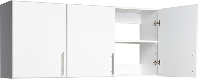 Prepac Elite 54" Wall Cabinet, White Storage Cabinet with 2 Adjustable Shelves, Storage for Pantry, Kitchen and Bathroom 12" D x 54" W x 24" H