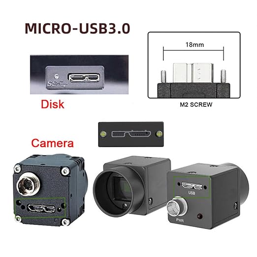 NFHK Down Angled 90 Degree USB 3.0 A Male to Micro-B 3.0 Plug Up Angled Locking Screw Panel Cable 25cm