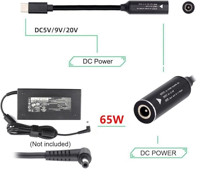 4.5mm Laptop Charging Adapter, Female DC 4.5 x 3.0mm to Male Type C for Dell 65W USB-C Laptop Charger XPS and Latitude 5000 Charging Plug Gender Converter