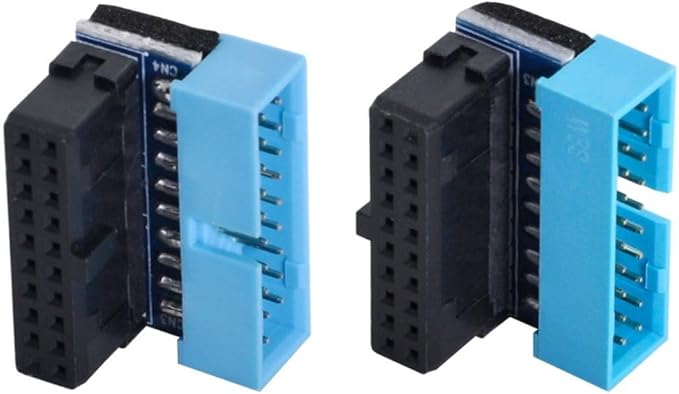 chenyang 2 Pack USB 3.0 Front Panel Header 19/20Pin Male to Female 90 Degree Angled Mainboard Header Gender Changer Connector Adapter