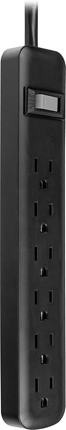 GE 6-Outlet Surge Protector 2 Pack, 3 Ft Extension Cord, Power Strip, 450 Joules, On/Off Switch, Integrated Circuit Breaker, Heavy Duty, Warranty, ETL Listed, Black, 83969
