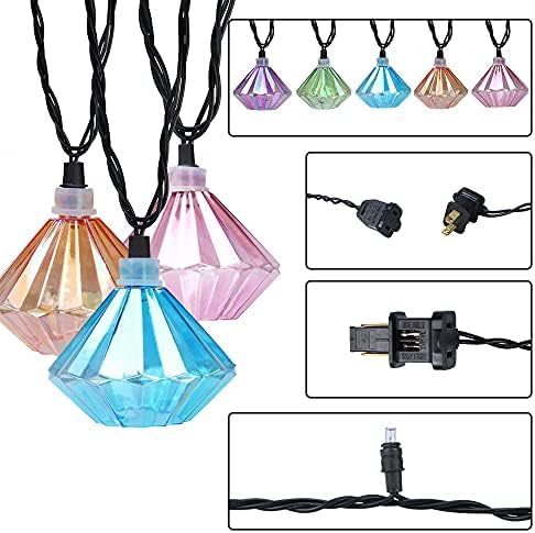 Vigdur Lantern String Lights - Multicolor Decorative String Lights Plug in with 10 Diamond Shaped Bulbs, Indoor String Light for Xmas Party Wedding Bedroom Patio Decor