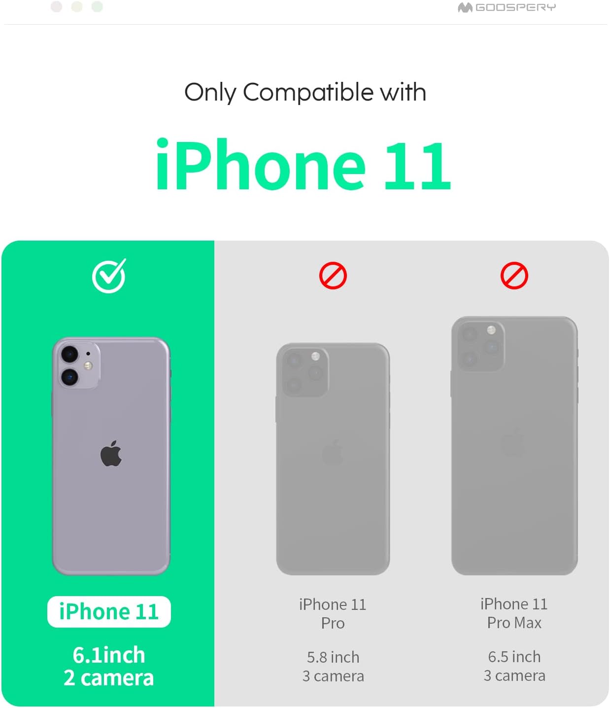 GOOSPERY Magnetic Door Bumper for iPhone 11 | Wallet Case with Card Holder, Protective Dual Layer Bumper - Red