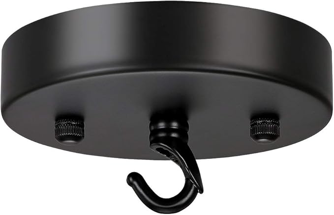 4.72 Inch Steel Light Canopy Kit - Black Modern Ceiling Light Plate with Hook, Suitable for Pendant Light and Chandelier, Includes All Mounting Hardware
