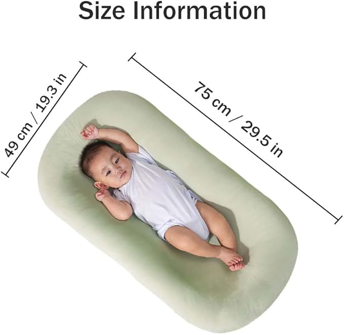 Baby Lounger Pillow Soft Organic Cotton Breathable Infant Lounger for Home and Travel (Blue)