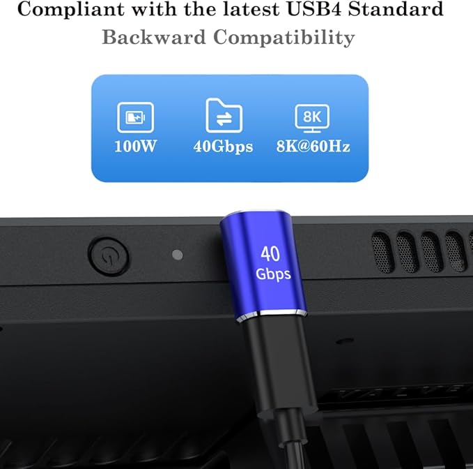 AuviPal USB C 90 Degree Adapter (2 Pack), Up and Down Right Angle L Shape USB Type C Male to Female Connector for Steam Deck, ROG Ally, MacBook, Tablet, Phone and More - Blue