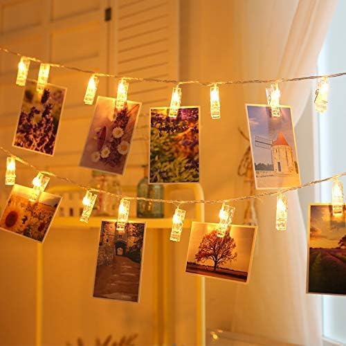 20 Photo Clip String Lights LED Fairy Twinkle Lights for Hanging Pictures,Home Wall Halloween Thanksgiving Christmas Party Wedding Festival Indoor Outdoor Decor