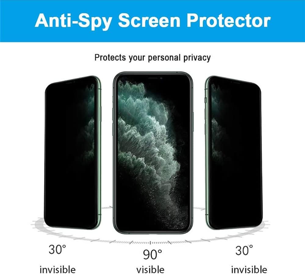 OWRORA Privacy Screen Protector for iPhone 11/XR, 2 Pack, 2.5D Edge Full Coverage Anti-Spy Tempered Glass