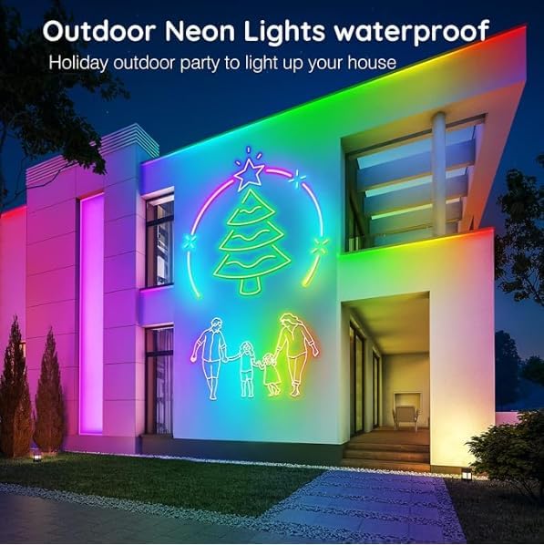 120Ft Neon Rope Lights,Flexible Led Rope Lights Control with App/Remote,Multiple Modes Rope Lights,IP65 Outdoor RGB Led Neons Lights,Music Sync Gaming Led Neon Light Strip for Bedroom Decor (120FT)