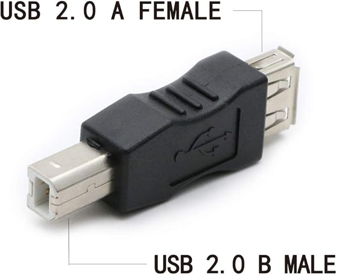 3 Pack USB 2.0 AF/BM Adapter Type A Female to USB B Print Male Adapter Connector Converter Plug