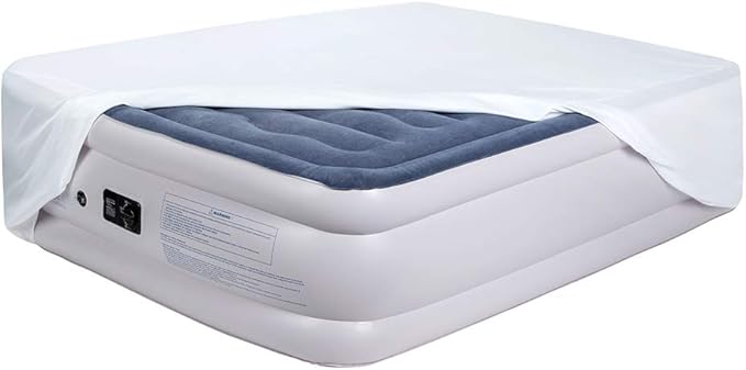 Bedecor Fitted Sheet for Air Mattress Inflate Without Disassembly Convenient & Firm Deep up to 21" White -Full