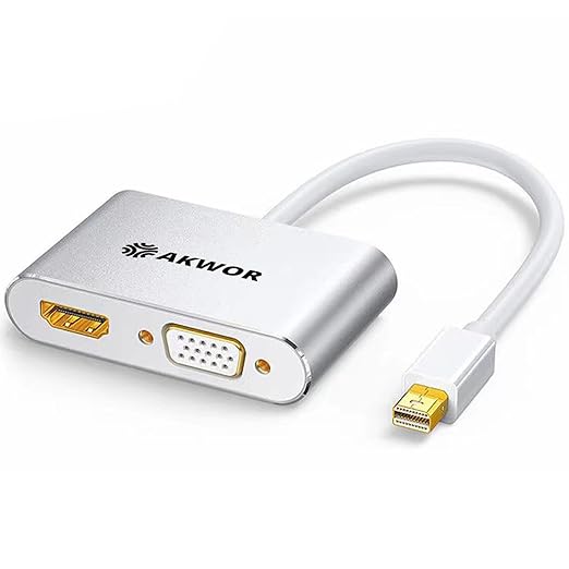 4K Mini Displayport to HDMI VGA Adapter, 2-in-1 Mini DP to VGA + HDMI Compatible with Laoptop(Not Compatible with Thunderbolt)