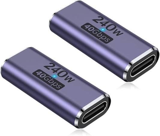 AuviPal 240W USB C Coupler (2 Pack), USB Type C Female to Female Adapter Extender Compatible with Thunderbolt 4/3 Support up to 240W Charging, 40Gbps Data Transfer and 8K@60Hz Video