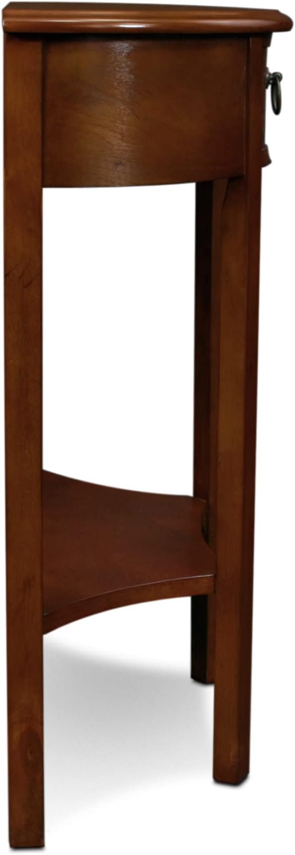 Seneca Solid Wood Demilune Console Table with Shelf and Drawer, Pecan, Perfect for Entryways, Hallways, and Stair Landings – Leick Home, 9030