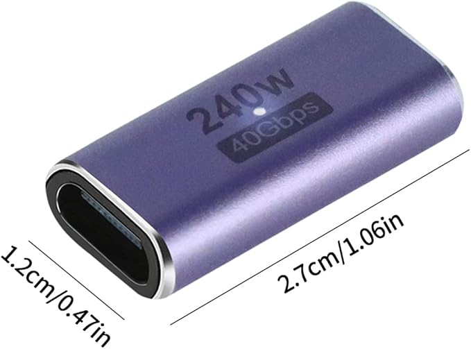 240W USB C Coupler (2 Pack), USB Type C Female to Female Adapter Extender Compatible with Thunderbolt 4/3 Support up to 240W Charging, 40Gbps Data Transfer and 8K@60Hz Video