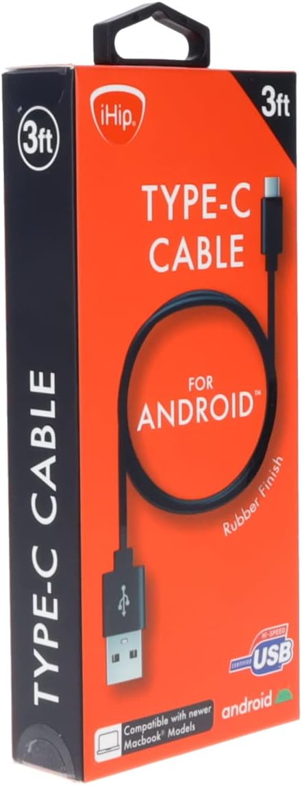 Zeikos iHIPP07 iHip 3 Foot PVC Black Cable Type-C for Android