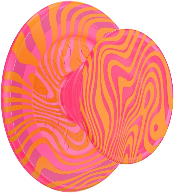 PopSockets Round Phone Grip Compatible with MagSafe, Adapter Ring Included, Wireless Charging Compatible - Swirl Orange
