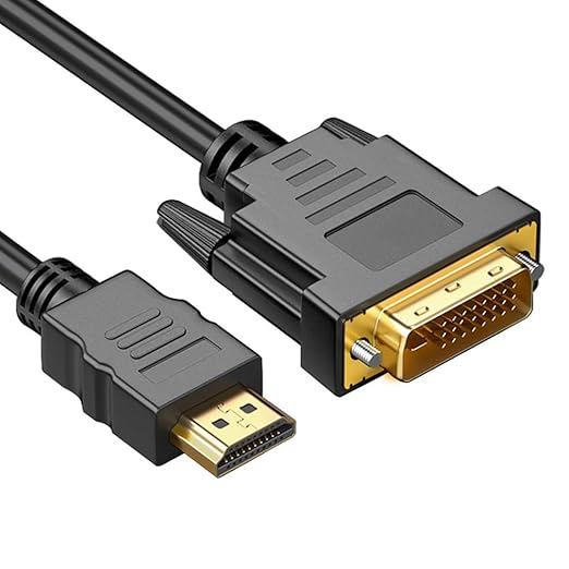HDMI to DVI Adapter Cable 5ft, DVI-D (24+1) to HDMI A Cable Bi-Directional 1080p Full HD Compatible with PC, Laptop, TV Box, Projector, and More