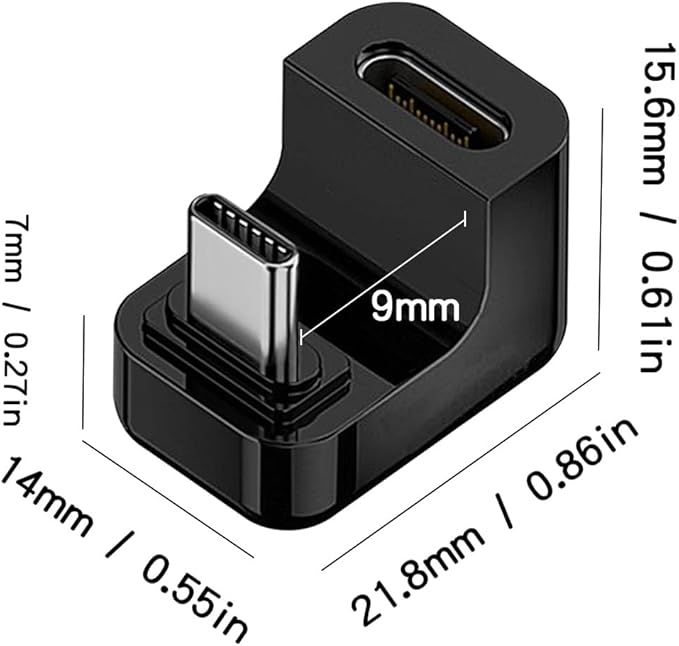 Duttek 180 Degree USB-C Adapter with Digital Display, 40Gbps, 140W PD, Supports 8K Video & Audio for Laptops & MacBooks - 2 Pack