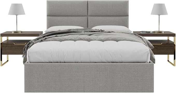 Vänt Upholstered Wall Panels - Queen/Full Size Wall Mounted Headboards - Weave Moondust Grey - Set of 4 Panels (Each Individual Panel 30"x11.5")