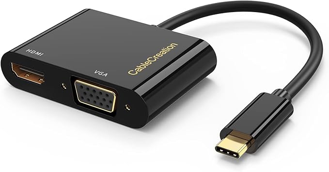 CableCreation 2 Pack USB C to HDMI & VGA Adapter - Type C Multiport Adapter Compatible with iPhone 15 Plus/15 Pro Max, Galaxy S22 Ultra, MacBook Pro, XPS 13, iPad Pro 2020