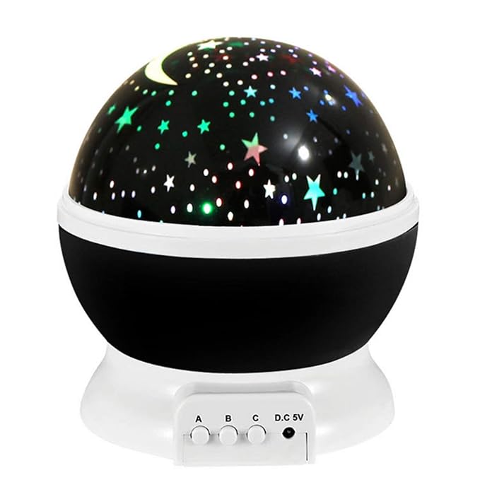Borelor Star Night Light for Kids, 12 Color Changing Lights Modes with USB Cable, 360°Rotating Moon Star Projector Desk Lamp for Bedroom Party Decor & Girls Birthday Gift (Black)