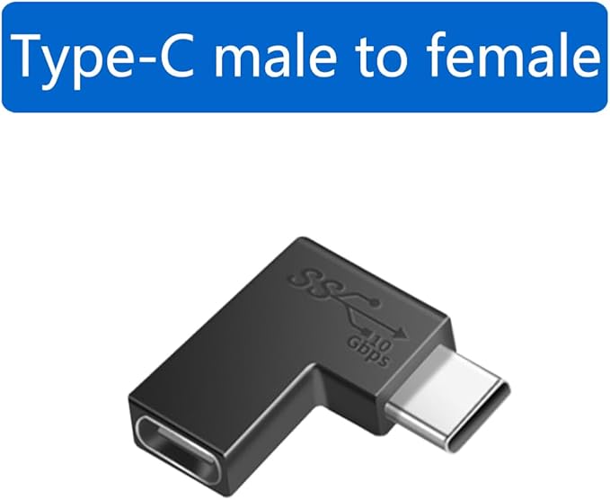 (2Packs 90 Degree Elbow L Shape USB C Male to Female Adapter,USB3.1 Support 10GBbps Rate,USB C Phone/Laptop Charging Port Converter, 5V,3.3A