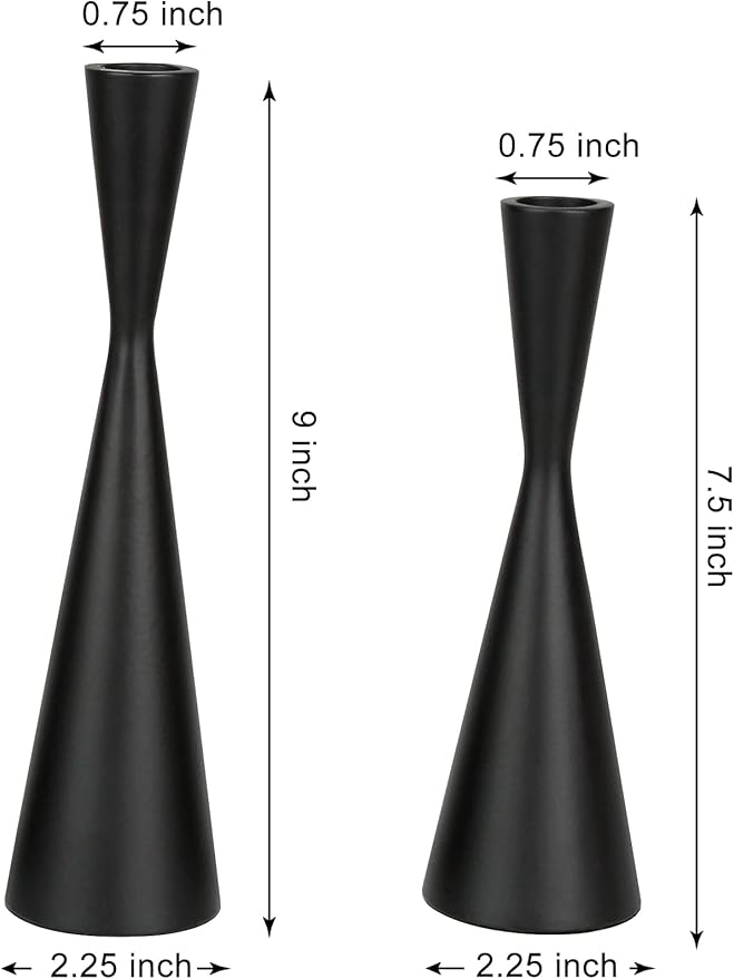 Vixdonos Metal Candle Holders Taper Candlestick Holders Set of 2 Table Decorative Candle Stand for Wedding, Dinning, Party,Home Decor (Matte Black)