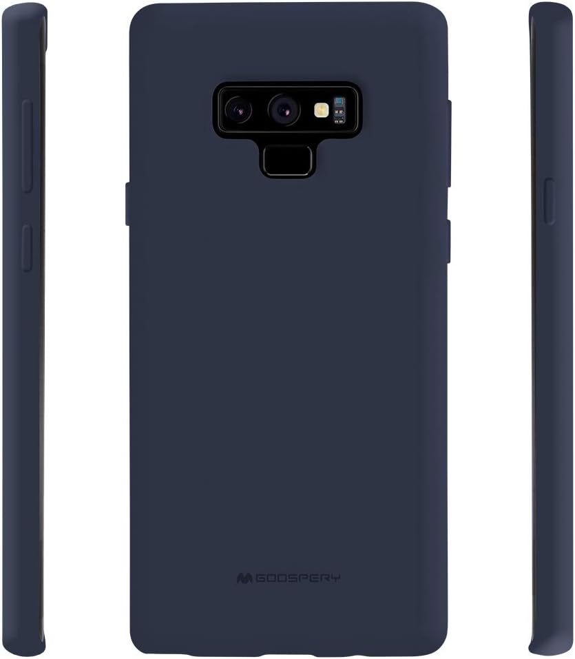 GOOSPERY Soft Feeling Jelly Case for Samsung Galaxy Note 9 (2018) - Silky Slim Bumper Cover, Midnight Blue