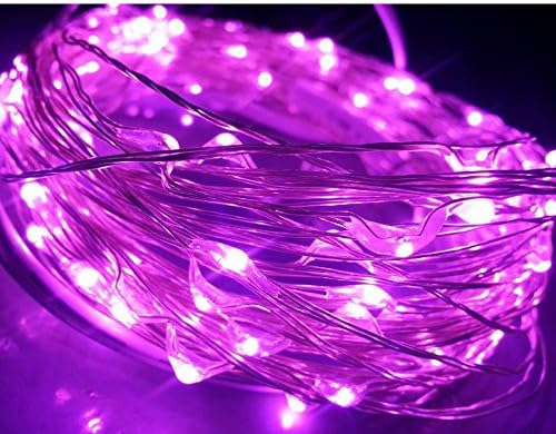 [10-Pack] LED String Lights, 6.6FT LED Moon Lights 20 Led Micro Lights On Silver Copper Wire (Batteries Include) for DIY Wedding Centerpiece, Table Decoration, Party (Purple)