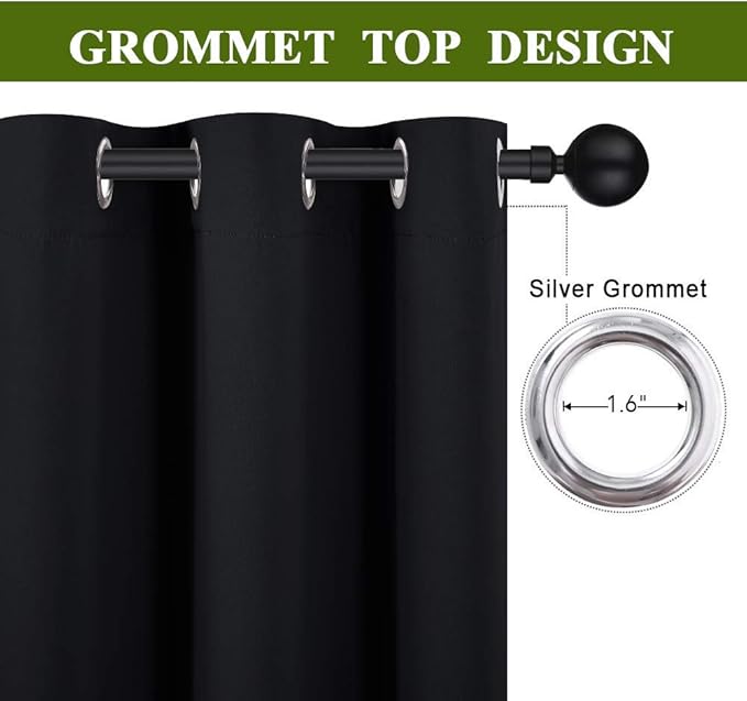 NICETOWN Room Separating Divider, Room Divider Curtains Screen Partition, Function Thermal Blackout Patio Door Curtain Panel, Sliding Door Insulated Curtain, Black, 8.3ft Wide x 8ft Long
