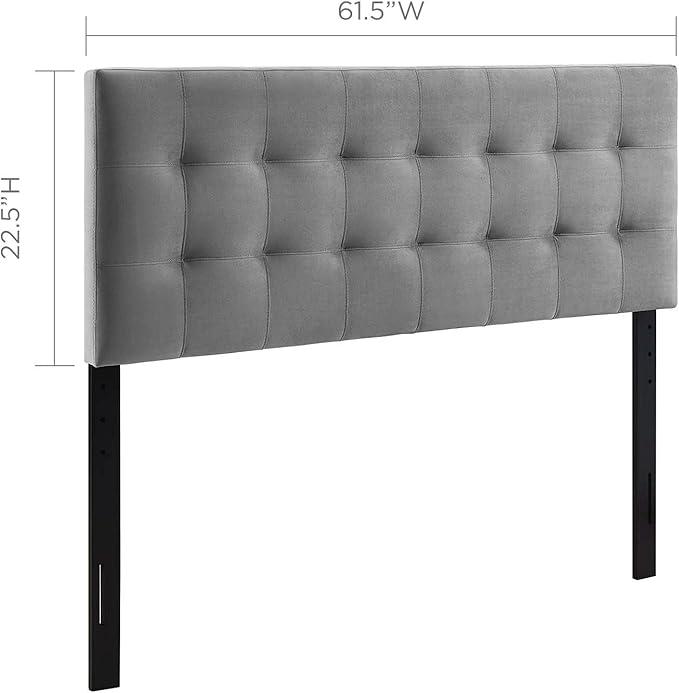 Modway Lily Queen Biscuit Tufted Performance Velvet Headboard, Gray