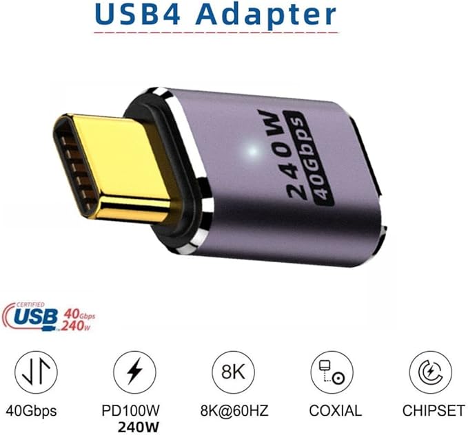 chenyang USB C Connector,USB4 Type C Male to Female 240W Power 40Gbps Data 8K Video Adapter for NS Phone Laptop