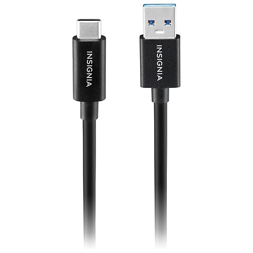 INSIGNIA USB Cables, 20Gbps High-Speed Charging & Data Sync, Braided Nylon, Compatible with MacBook, Laptop, iPhone, iPad, Android (3.3 ft (Black), USB to USB-C)