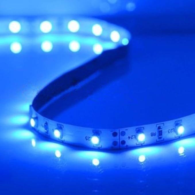 XINKAITE Waterproof Blue Led Strip Lights 16.4 Ft 300leds 60LEDs/m White Flexible Tape Lighting Tape Lights for Boats, Bathroom,Mirror,Ceiling and Outdoor (No Included 12V Power Plug/Adapter)