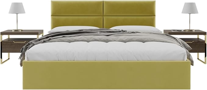 Vänt Upholstered Wall Panels - King/Cal King Size Wall Mounted Velvet Headboards - Velvet Olive Moss - Twin/King - Set of 4 Panels (Each Individual Panel 39"x11.5")