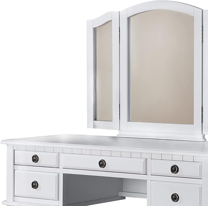 Bobkona St. Croix Collection Vanity Set with Stool, F4074, White