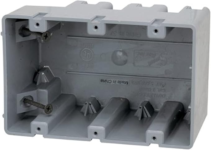 Southwire Electrical Box for Light Fixture, 42lb Support, Depth Adjustable, Three Gang, Gray, MSB3G