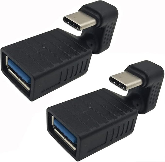 USB C 180 Degree Adapter, (2 Pack) USB Type C U Shape Adapter,180 Degree USB C Male to USB 3.0 A Female Convertor Extension for Laptop, Tablet, Mobile Phone