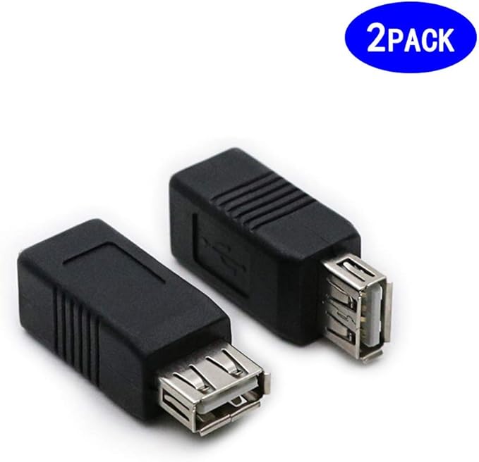 2 Pack USB 2.0 AF/BF Plug Type A Female to Type B Female Adapter Connector Converter Compatible with Laptop Computer Hard Drive Printer Camera