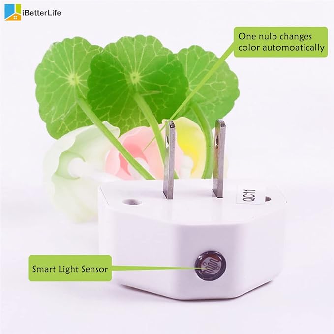 iBetterLife Sensor Mushroom Night Light - 2 Pack Color Changing Plug in Wall LED Mushroom Nightlight with Dusk to Dawn Sensor Auto On/Off Cottage Core Decor Lamp, Super Power Saving