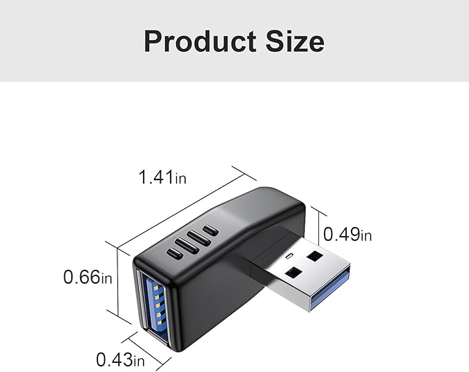 USB 3.0 Adapter 90 Degree Male to Female Coupler Connector Plug Left Right Up Down Angle (USB 3.0 Adapter Left 2PCS)