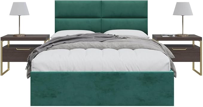 Vänt Upholstered Wall Panels - Queen/Full Size Wall Mounted Velvet Headboards - Velvet Emerald Green - Set of 4 Panels (Each Individual Panel 30"x11.5")